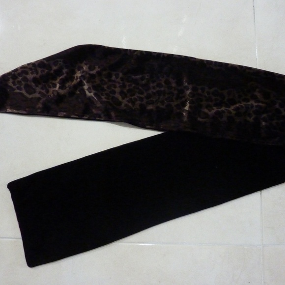 Leopard Print Y2K Velour Scarfs 2 SIDED BLACK VELOUR VINTAGE  50'' - Picture 1 of 3